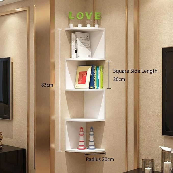 No-Drill Corner Shelf Wall Mount, 5-Tier Floating Corner Bookshelf - Image 4