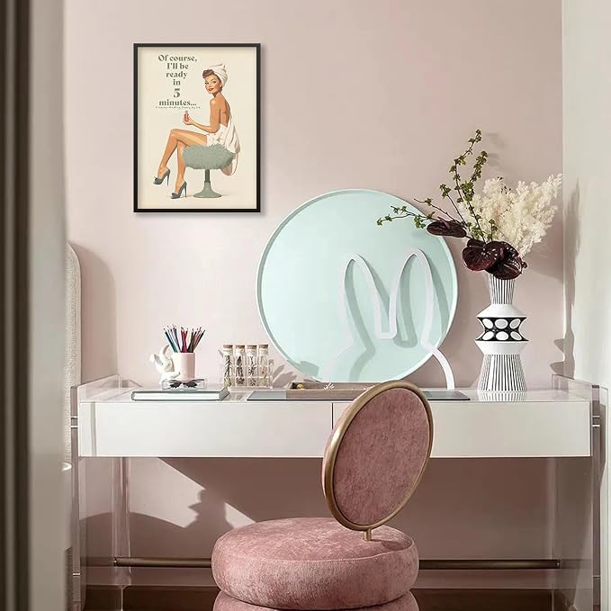 Boho Sage Green Bathroom Poster Vintage 70s Pin Up Girl Wall Art 08x10 inch - Image 6