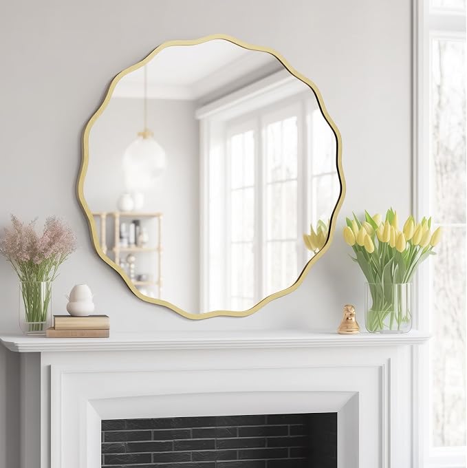 WallBeyond Round Wavy Mirror for Wall Decorative 28 inch, Modern Round Mirror - Image 4