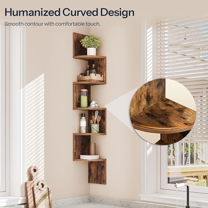 HOOBRO Corner Shelf Wall-Mounted, 5-Tier Corner Bookshelves - Image 5