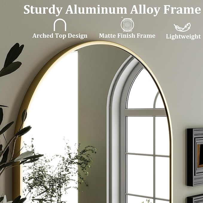 HARRITPURE Arched Wall Mirror – 26"x38" Arch Bathroom Mirror Metal Frame Vanity - Image 4