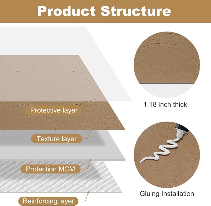 KASARO 3D Faux Stone Wall Panels, Modified Clay Material, Accent - Image 3