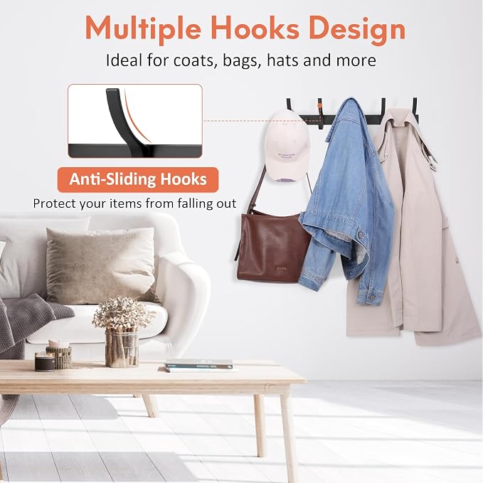 Optish Coat Rack Wall Mount, Coat Hook Wall Mount, Wall Hooks - Image 2
