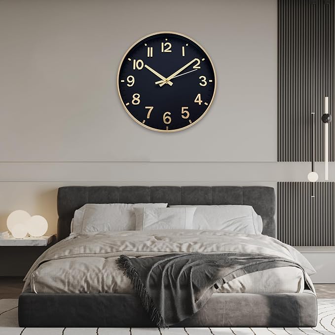 HZDHCLH Wall Clocks Battery Operated, Wall Clock Black Gold, 14 inch Wall Clock - Image 8