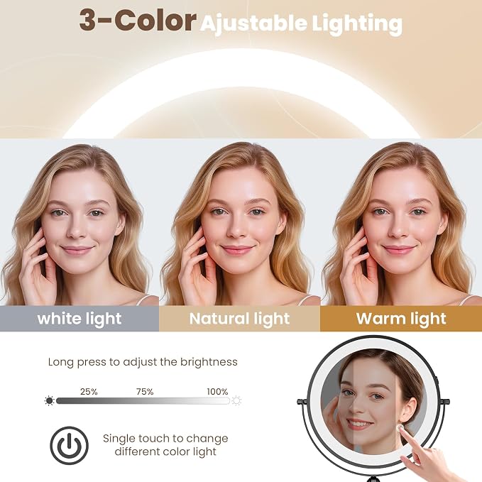 9" Wall Mounted LED Lighted Makeup Vanity Mirror - 4000mAh Rechargeable Double - Image 5