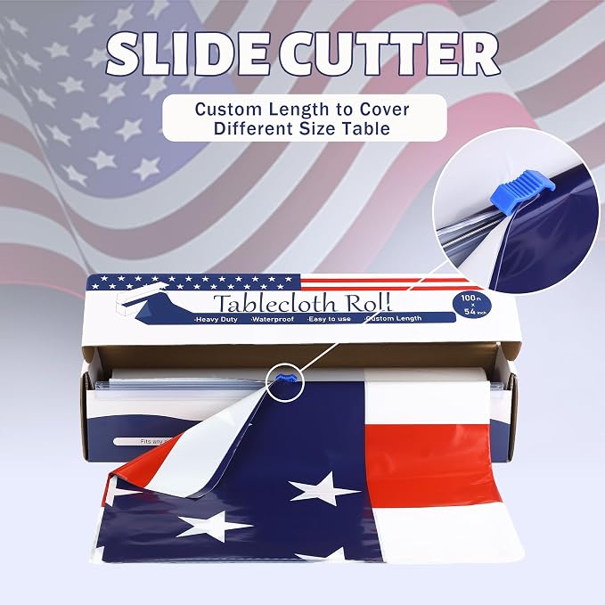 Kochorie 100 Ft x 54 Inch 4th of July Tablecloth Roll in Slide Cutter Box - Image 3