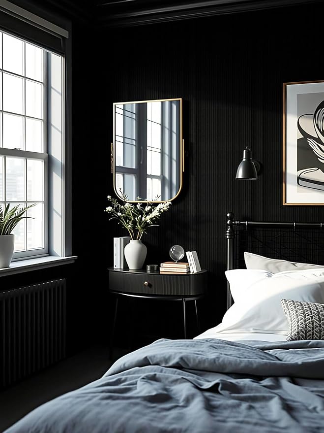 Orainege Black Wallpaper Peel and Stick Wallpaper 15.7"x196.8" Textured Contact - Image 5