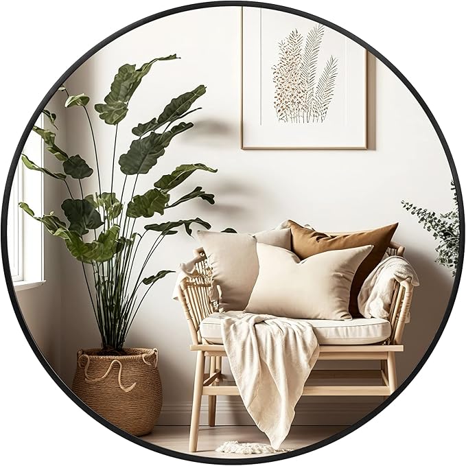 Fabuday Black Circle Mirror for Wall 20 inch by Fabuday