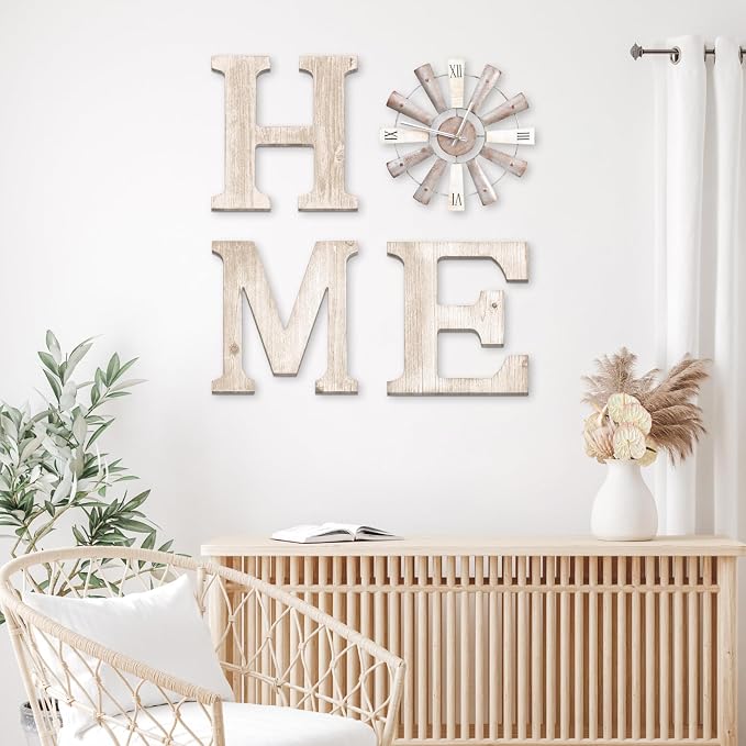 Farmhouse Home Signs with Windmill Clock Wall Decor Rustic Home Letters Wall Art - Image 7