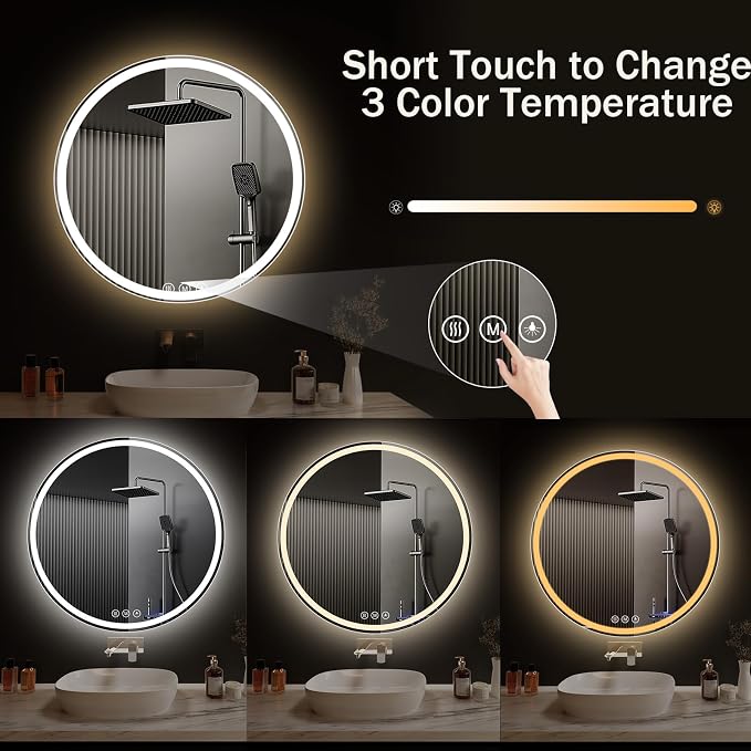 LED Bathroom Mirror 20 Inch Round Bathroom Mirror - Image 3