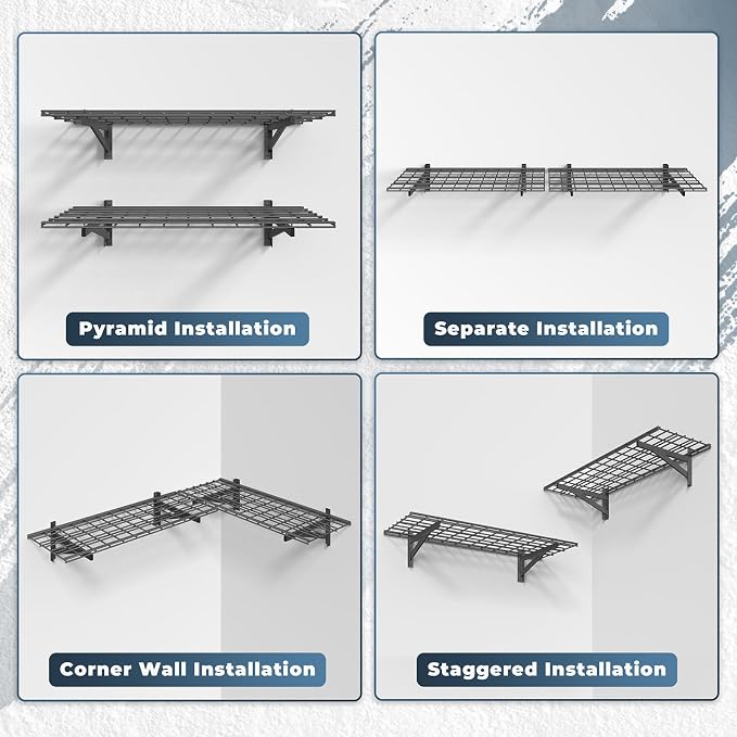 Jusgym 2 Pack Heavy Duty Garage Wall Shelving Set, Wall Mounted Garage Shelves - Image 6