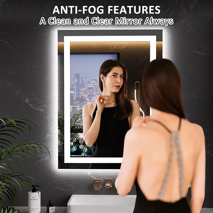 LOAAO 23.6"x31.5" LED Mirror for Bathroom, Lighted Bathroom Mirror - Image 2