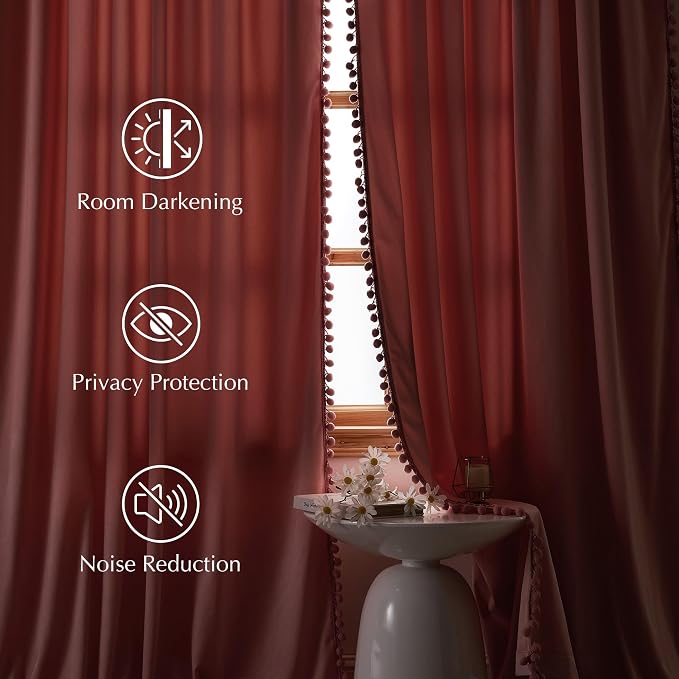 NICETOWN Blush Pink Short Velvet Curtains - Image 4