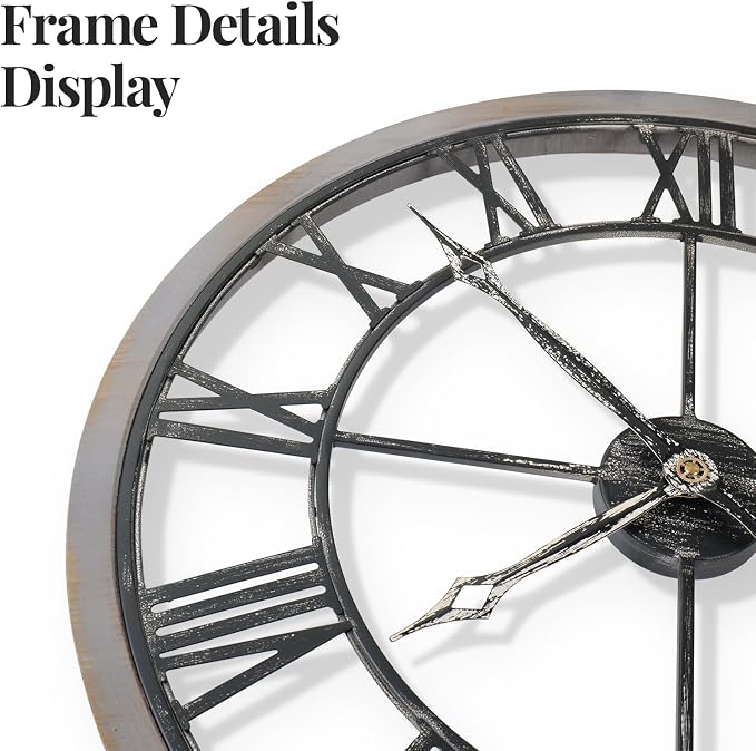 Cuspin Large Wall Clock for Living Room Decor, 30 Inch Round Farmhouse Wall - Image 4