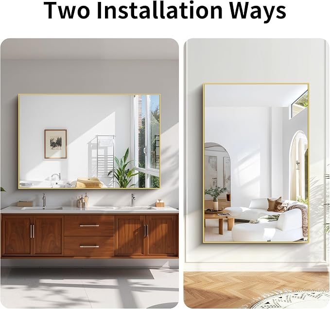 KOCUUY Large Gold Bathroom Mirror, 60x40 Inch Rectangular Mirror - Image 8