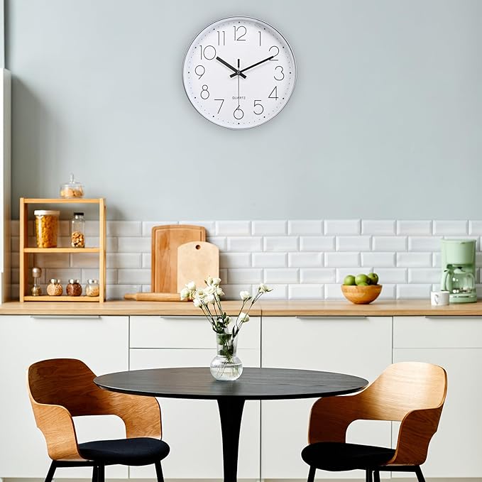 jomparis Modern 12" Battery Operated Non-Ticking Silent Sweep Movement Wall - Image 3