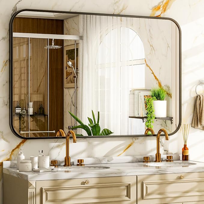 Easly 30 x 40 Inch Bathroom Mirror, Rounded Rectangular Vanity Mirror by EASLY