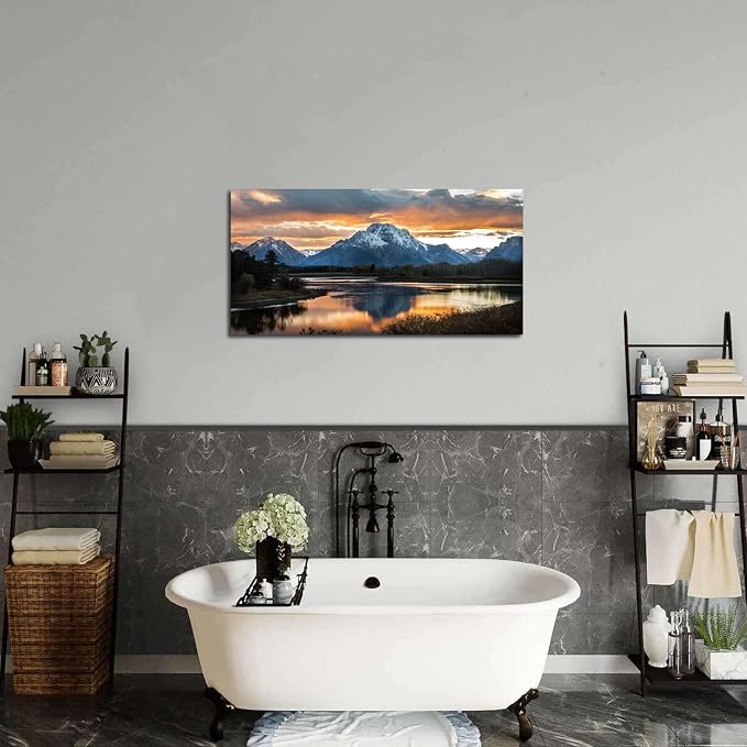 Grand Teton Mountain Wall Art National Park Posters Sunset Oxbow Bend Scenery - Image 6