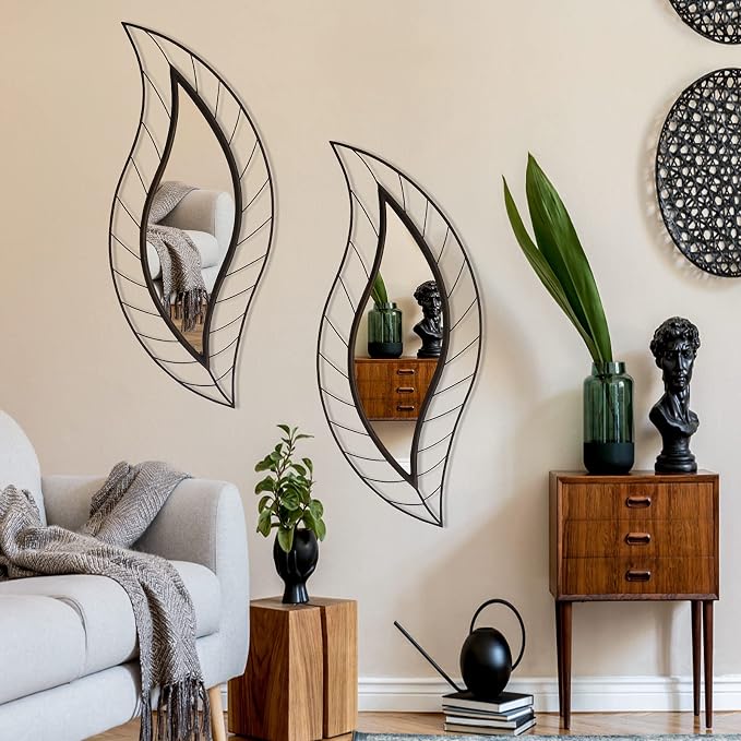 ironsmithn Decorative Wall Mirror, Leaf Design Metal Frame - Image 8