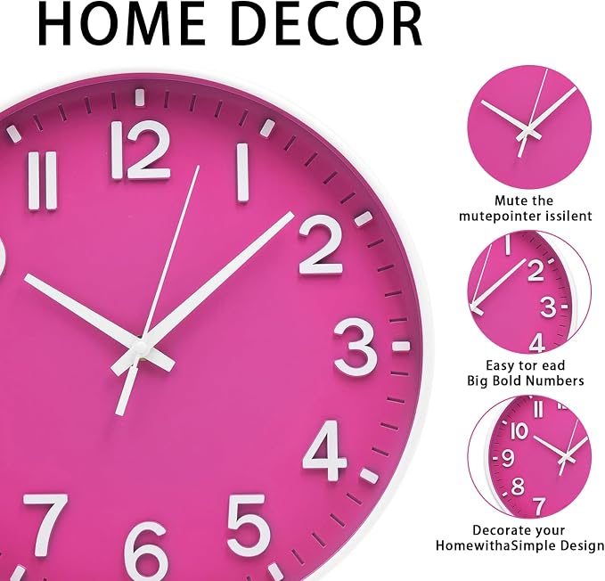 HZDHCLH Wall Clocks Battery Operated 12 inch Silent Non Ticking Modern Wall - Image 5