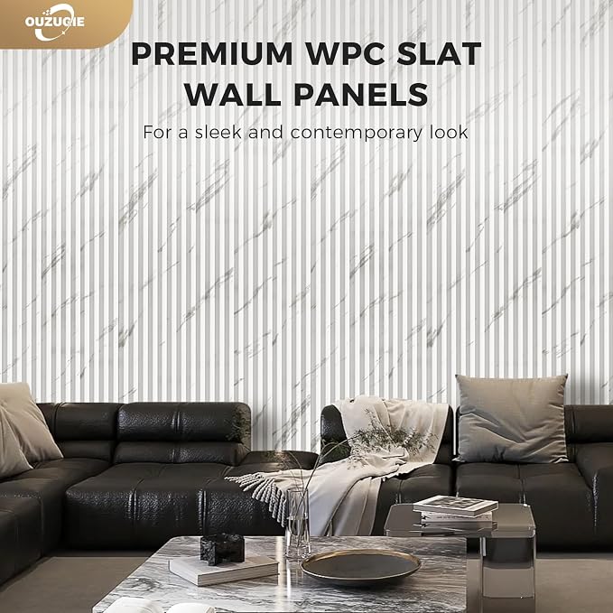 OUZUGIE WPC Acoustic Slat Wall Paneling, Living Room, TV Background, Study Room - Image 2