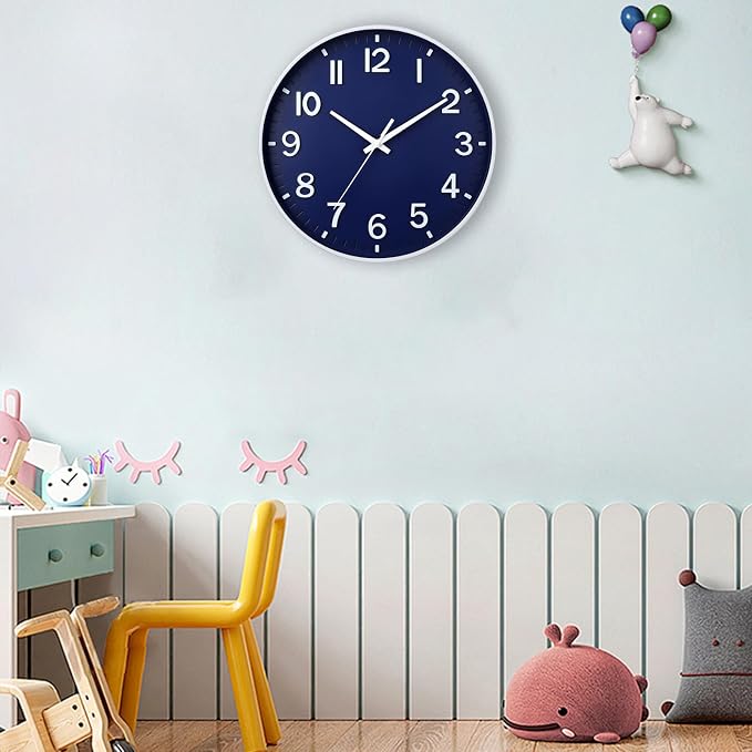 HZDHCLH Navy Blue Wall Clocks Battery Operated, 12 inch Silent Non Ticking - Image 6