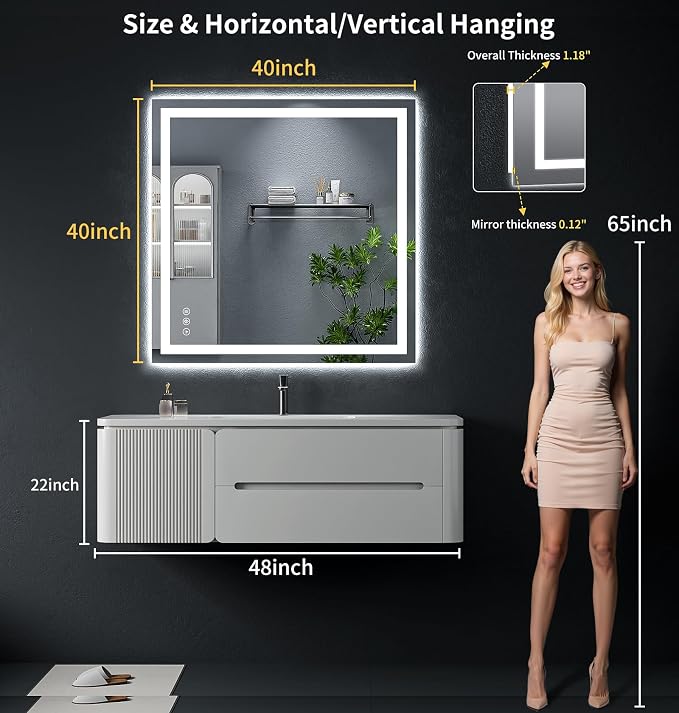 40"x40" LED Bathroom Mirror - Image 8