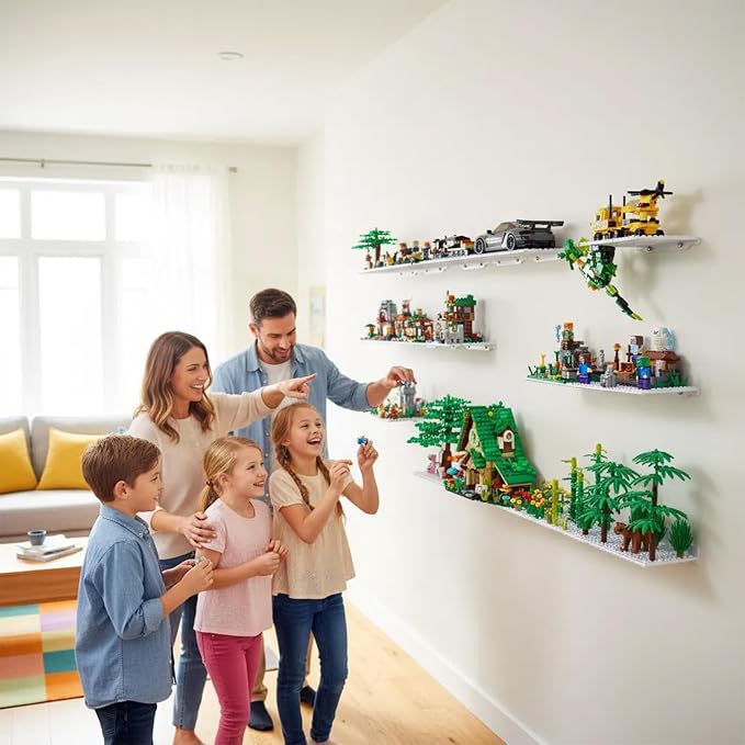 LRANFOW 12 Wall Display Shelf for Lego Building Bricks, 4x5 inch Dual-Sided - Image 7
