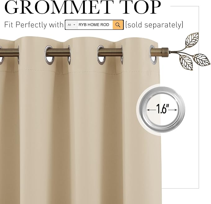 RYB HOME Extra Long Curtains Light Block Soundproof Privacy Blinds - Image 2