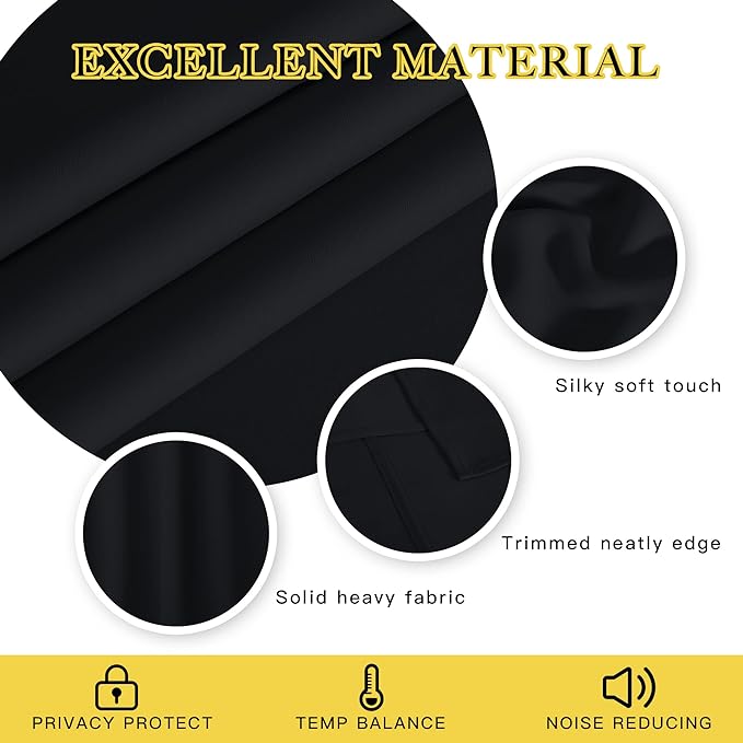 NICETOWN Black Blackout Living Room Curtain 102 inches Long, Grommet Thermal - Image 4