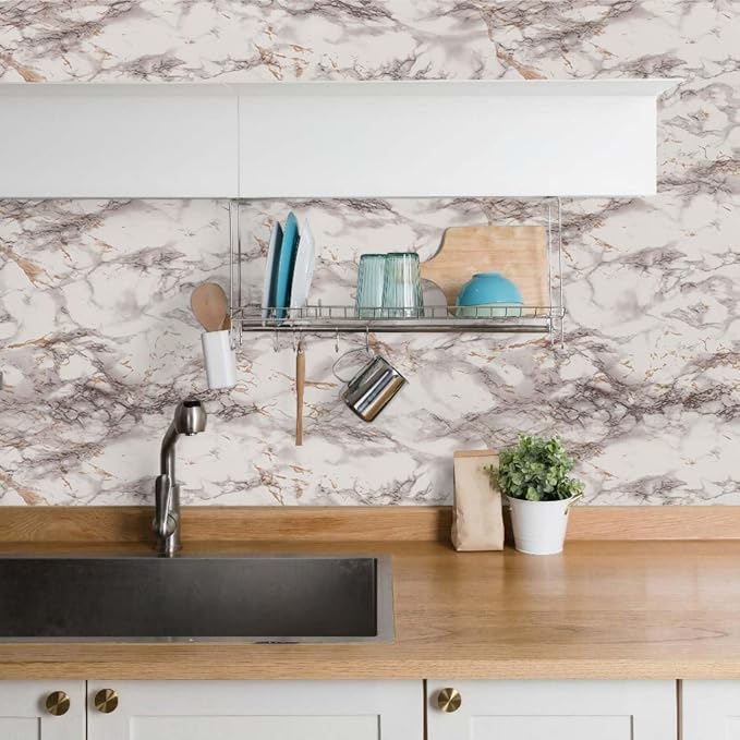 Abyssaly Marble Contact Paper Brown Peel and Stick Countertops Waterproof - Image 5