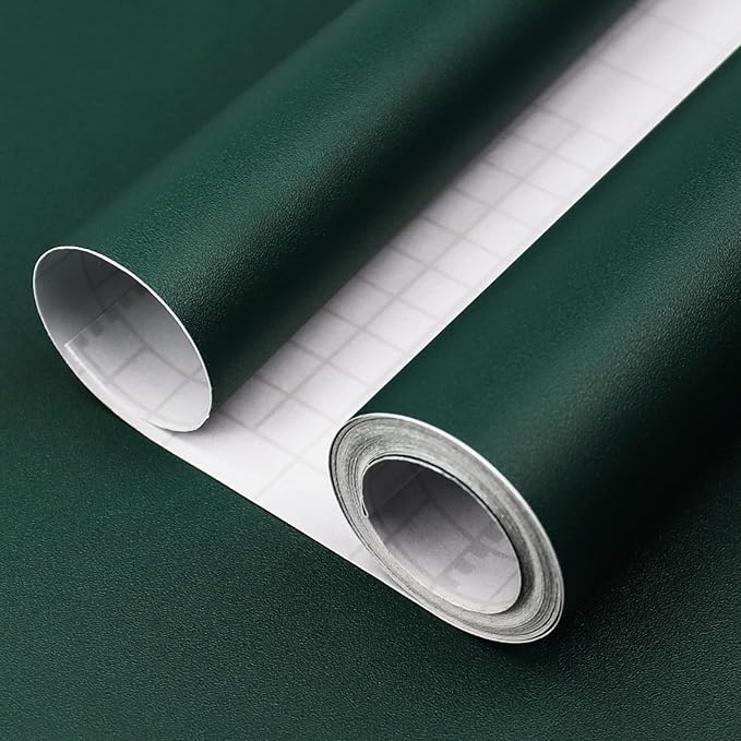 Dark Green Peel and Stick Wallpaper, 15.7 X 157 inches Renter Friendly Wallpaper by Consine