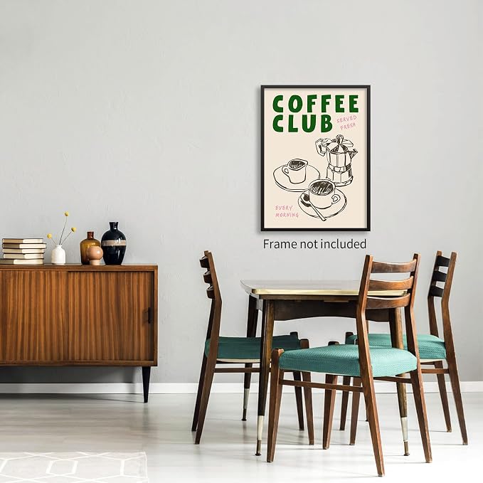 PDFI Kitchen Wall Art Coffee Club Canvas Print Vintage Coffee Artwork Posters - Image 6