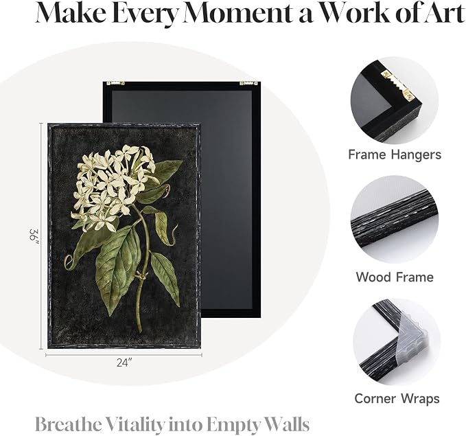 Vintage Framed Hydrangea Floral Wall Art - Image 6