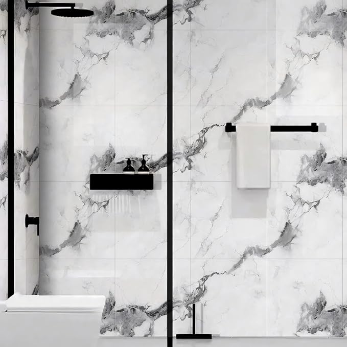 Chejiaye 10pcs Marble Peel and Stick Backsplash Waterproof Washroom Wall Panels - Image 3