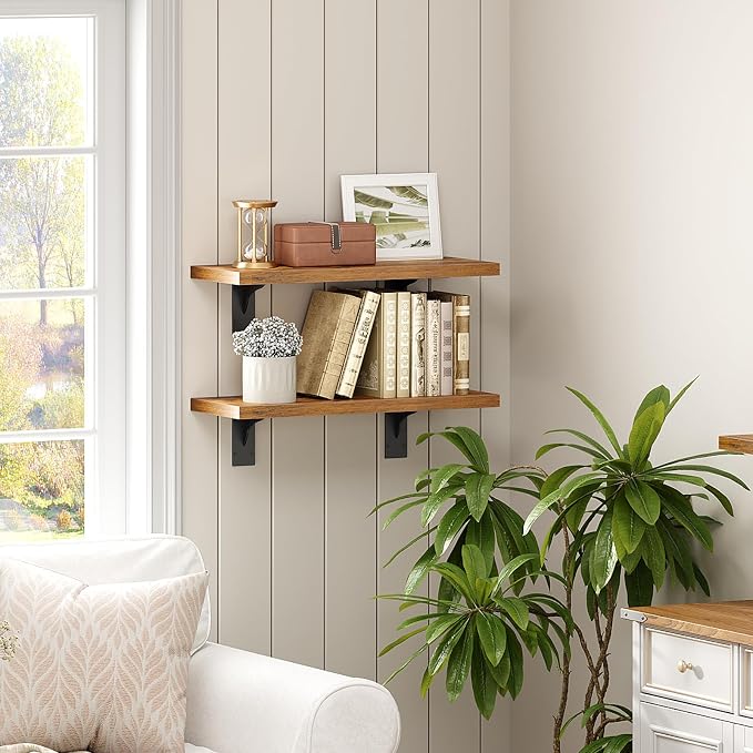 HOOBRO Floating Shelves for Wall, 15.7" Wall Mounted Shelves Set of 2, Hanging - Image 7