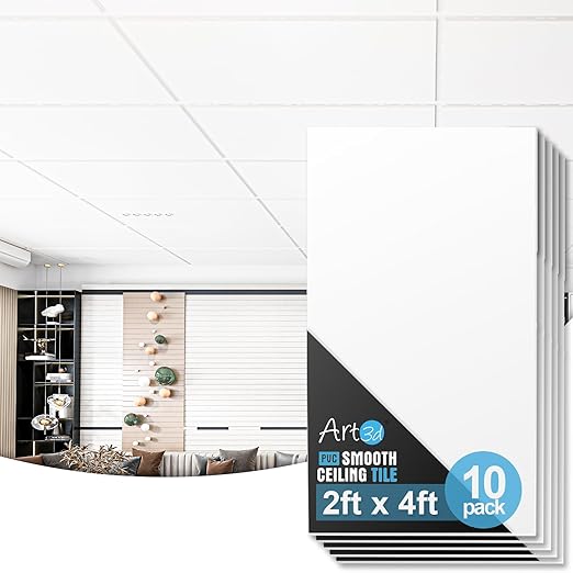 Art3d 10-Pack Smooth Drop Ceiling Tile 2ft x 4ft by Art3d