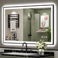 48x32 Black Framed LED Bathroom Mirror by Awandee