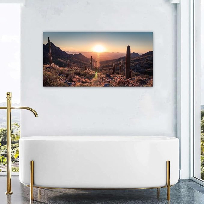 Mountain Wall Art Sunset Cactus Wall Decor Arizona Sonoran Desert Canvas - Image 5
