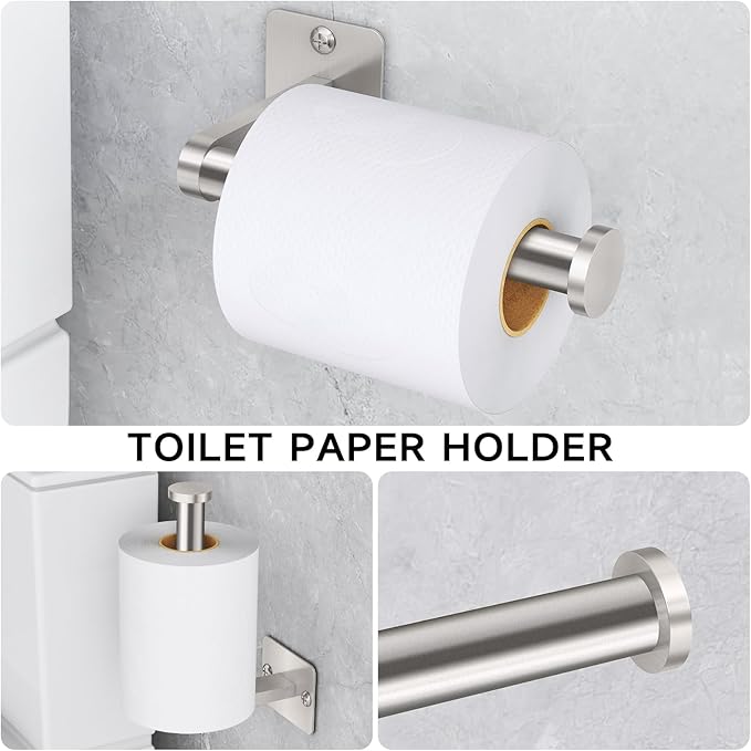 Brushed Nickel Bathroom Accessories Set, KLJKPA 4 Pieces Bathroom Hardware Set - Image 4
