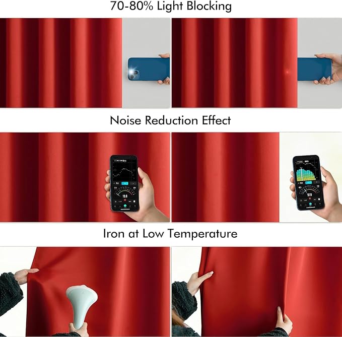 MIULEE Christmas Red Back Tab Blackout Curtain 96 Inch Long 2 Panels Set - Image 5