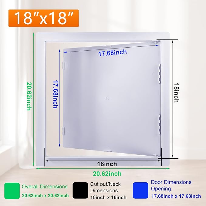 Suteck 18 x 18 Inch White Access Doors, Reinforced Hinged Access Panel - Image 2