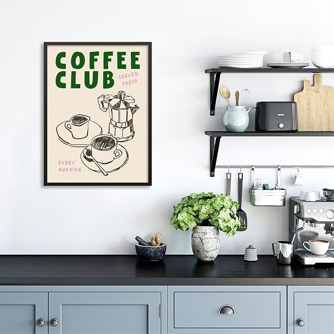 Black Framed Canvas Wall Art Posters Kitchen Coffee Club Print Vintage Coffee - Image 5