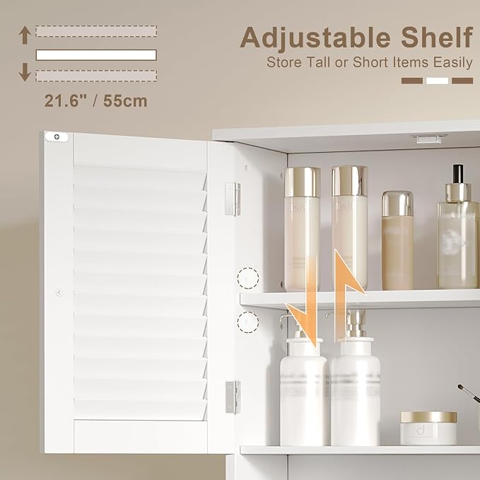 ChooChoo Medicine Cabinet, Bathroom Wall Cabinet, 2 Doors Over The Toilet Space - Image 6