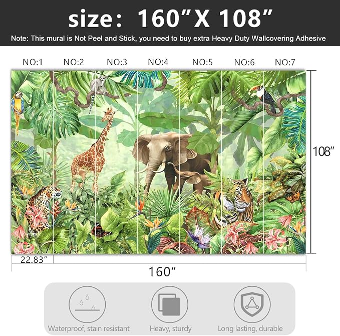 -Green Rainforest Plants Animals Tiger Cloth Wallpaper Jungle Plants Banana - Image 4
