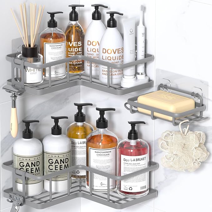 YASONIC Shower Caddy Corner, No Drilling Shower Organizer Corner by YASONIC