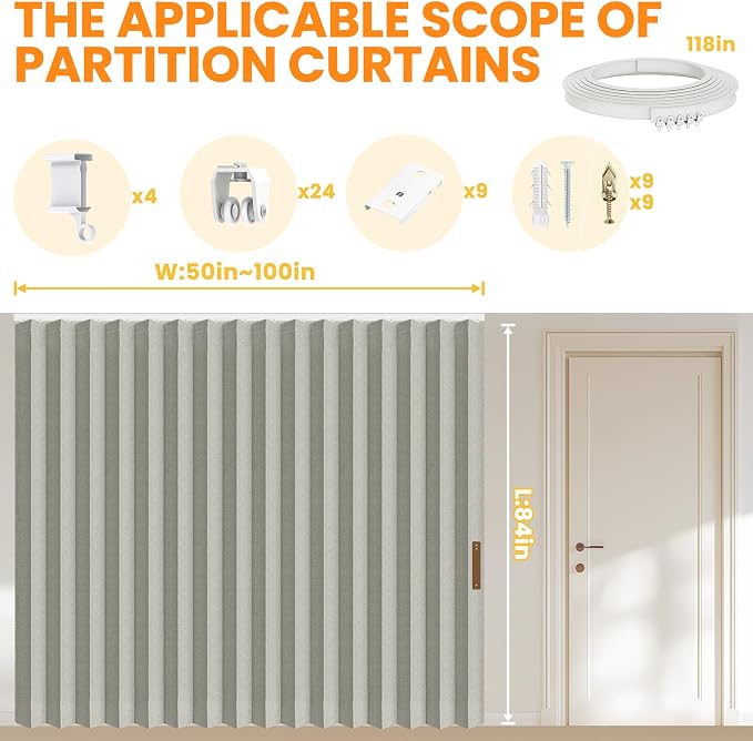 Room Divider Curtain Sets with Flexible Ceiling Track, Privacy Soundproof - Image 3