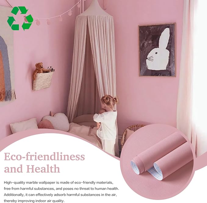 Dimoon 17.7''x118'' Peel and Stick Wallpaper Pink Contact Paper - Image 5