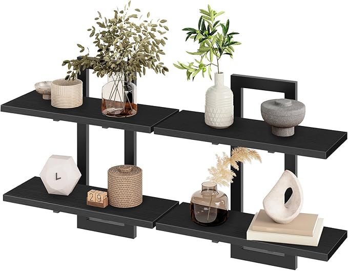HOOBRO Floating Shelves, 15 Inch Wall Shelf Set of 2, Wall Mounted Storage by HOOBRO