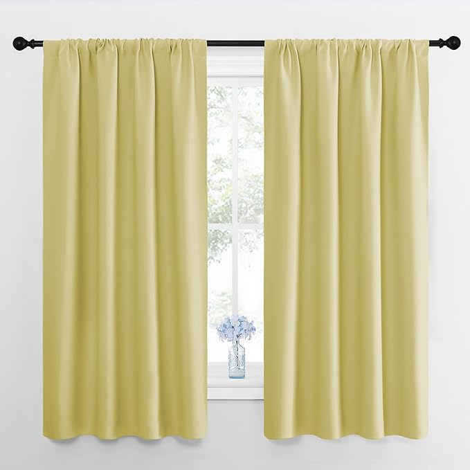 NICETOWN Paler Yellow Blackout Curtains 63 inches Long by NICETOWN